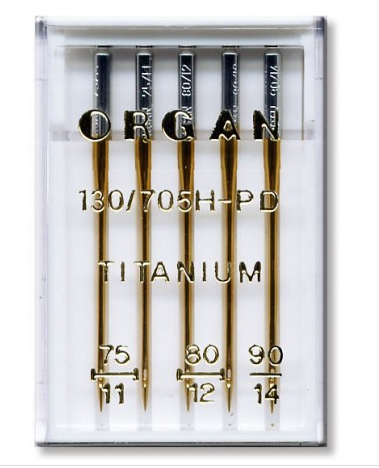 Organ Embroidery Needle Titanium Size 75-90 (Pack of 5)